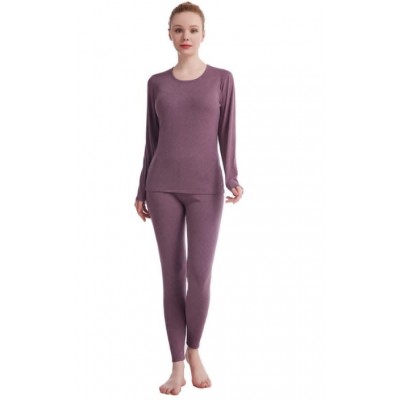 Purple Thermal Underwear for Women Solid Ultra Soft Long John thermal Underwear Sets Base Layer for Women