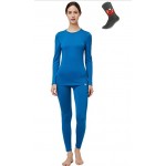 Royal Blue-270g Naturwool Women's 100% Merino Wool Base Layer John Set Thermal Underwear Top and Bottom Royal Blue-270g Naturwool Women's 100% Merino Wool Base Layer John Set Thermal Underwear Top and Bottom