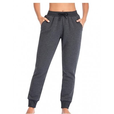 Fleece Lined, Charcoal Women's Thermal Jogger Sweatpants with Pocket Tapered Active Pants for Winter Fleece Lined