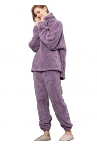 Winter Warm 100% Fleece Plush Pajamas Set for Women Ultra-Soft Flannel Christmas Lounge Homewear Pullover Set