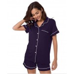 Womens Pajamas Set Short Sleeve, Button Down Cotton Pj Sets For Women Soft Nightwear